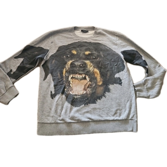 Givenchy Unisex Grey Rottweiler Print Designer Streetwear Luxury Sweatshirt M - Picture 2 of 10